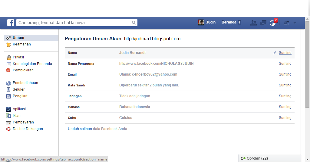 Judin Tutorial Cara Ganti Nama Facebook Dengan Tulisan Arab
