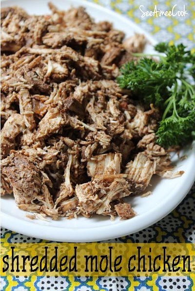 See Aimee Cook: Shredded Mole Chicken (Crockpot) #Surprise Recipe Swap