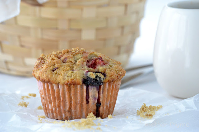 Rhubarb Berry Yogurt Muffins