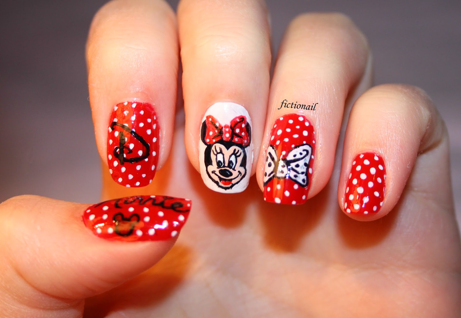 1. Minnie Mouse Nail Art Tutorial for Short Nails - wide 3
