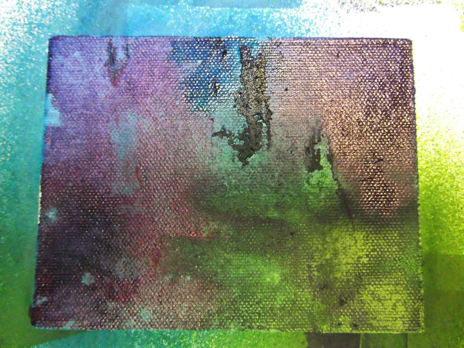 Kezzy's Crafty Journey Dylusion Sprays on Canvas with and without