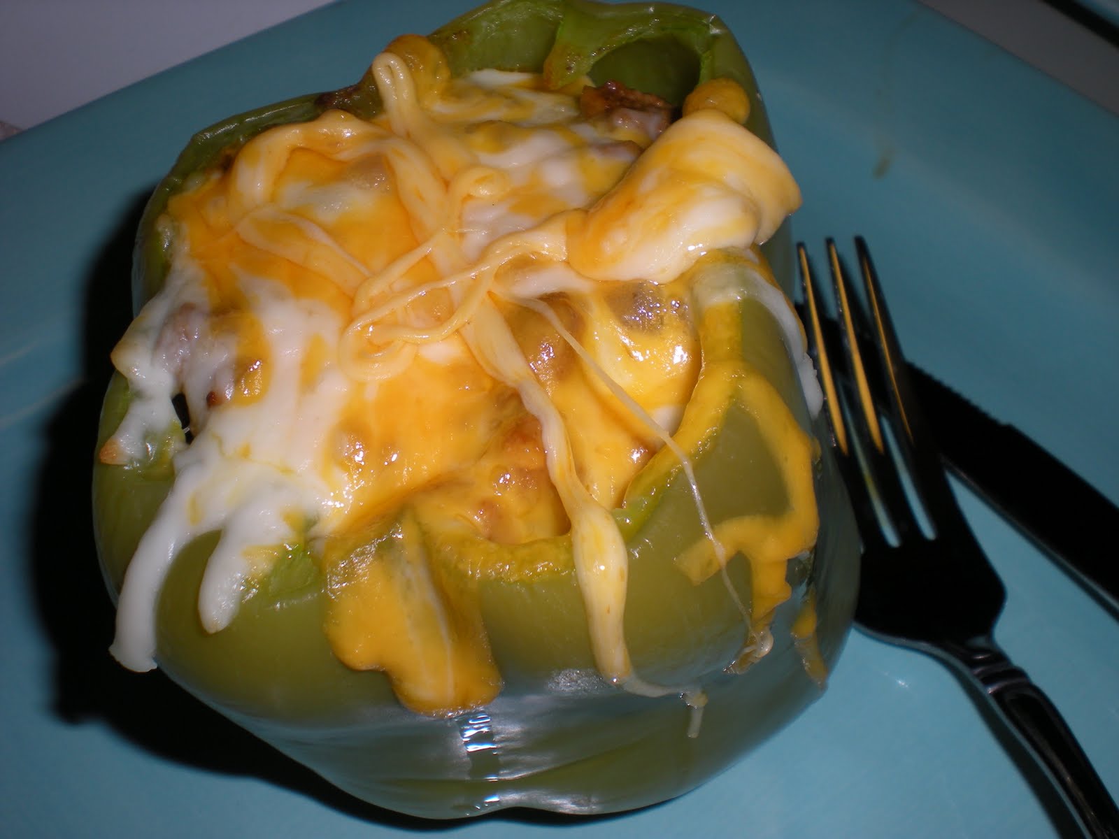 green megs & ham Sloppy Joe Stuffed Bell Peppers