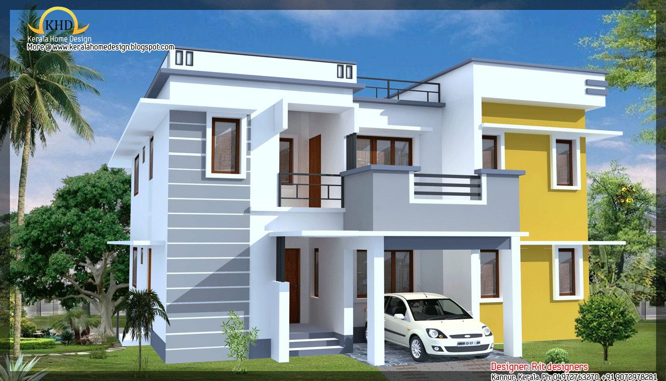 Modern Contemporary House Elevation - 1900 Sq. Ft. - Kerala home ...