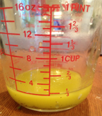 Lemon dressing on the measuring cup. A little goes a long way!