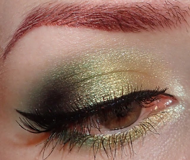 Glitter Is My Crack Golden Green Eye Makeup Look