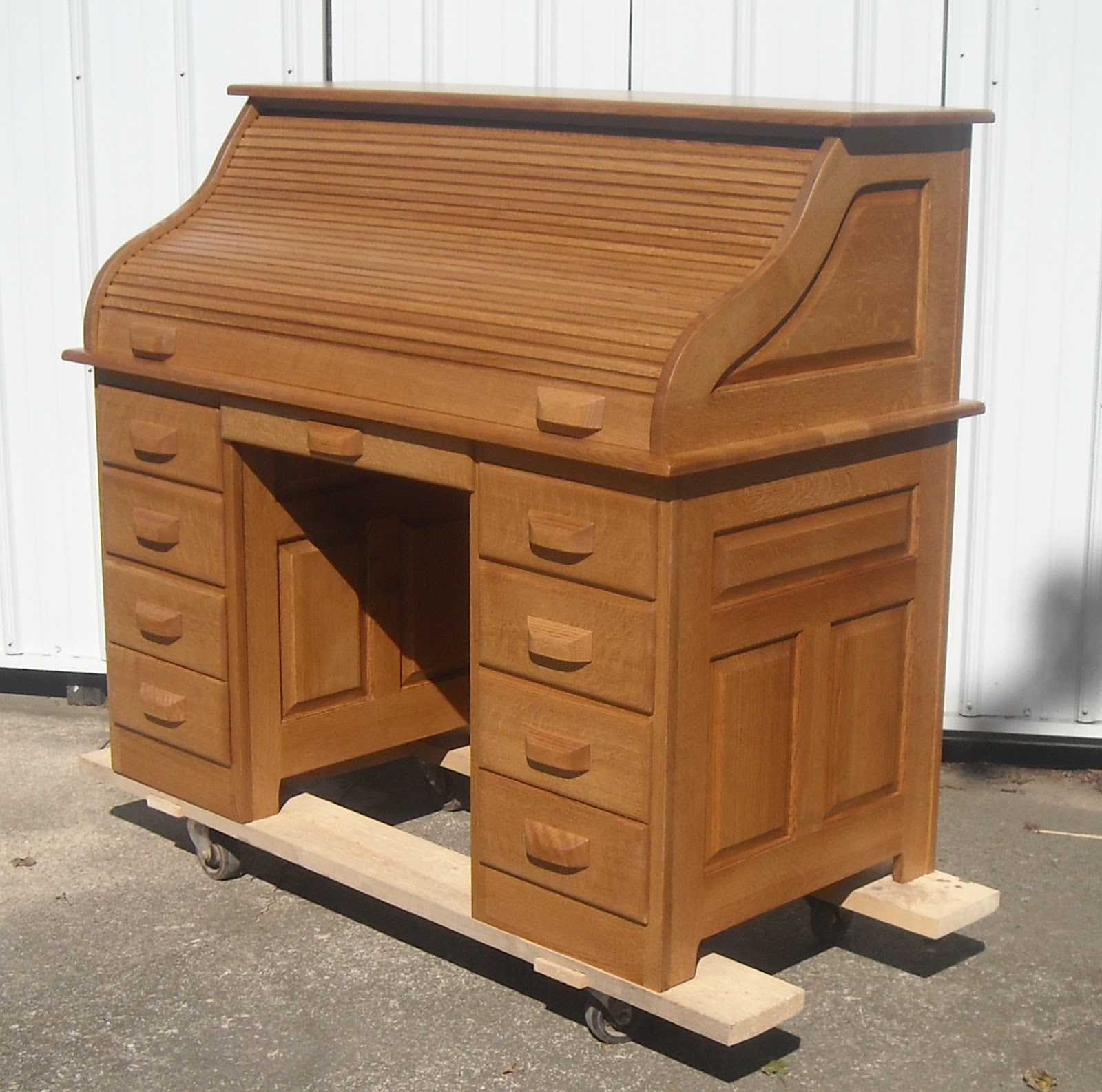 Tom Kies Woodworks Quarter Sawed Oak Roll Top Desk
