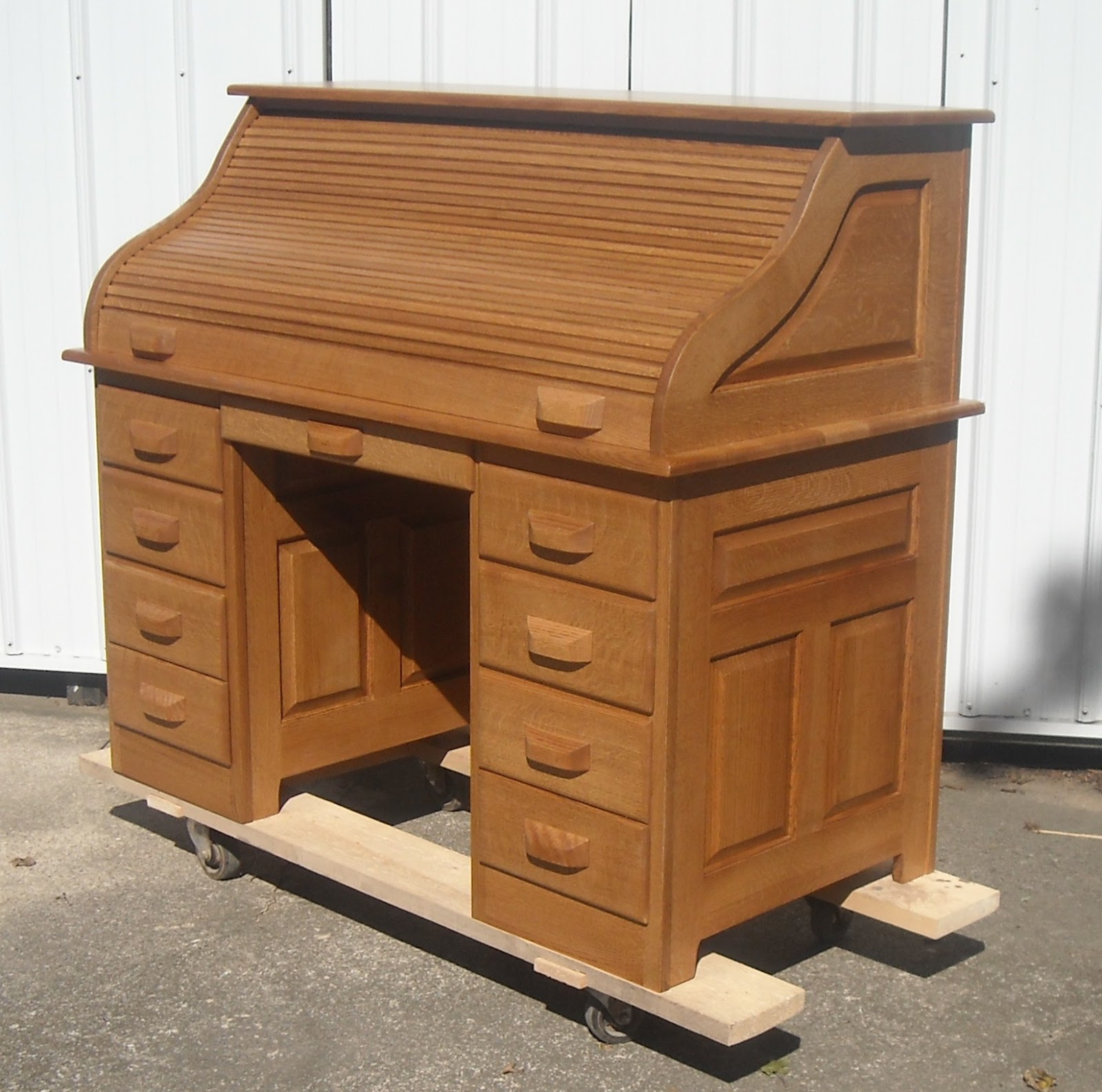 Tom Kies Woodworks Quarter Sawed Oak Roll Top Desk