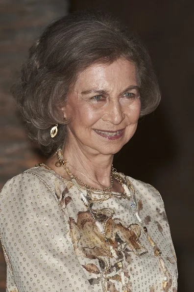 King Felipe, Queen Letizia, Queen Sofia attend a official reception at the Almudaina Palace