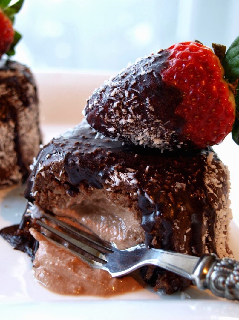 RAW, FIT & HAPPY DECADENT TRIPLE CHOCOLATE LAVA CAKE