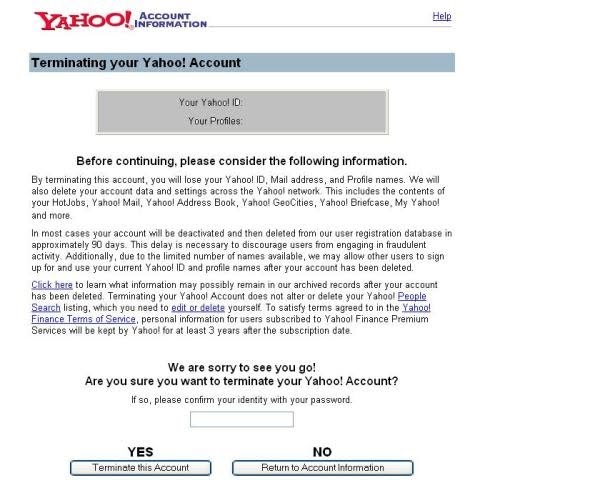 How to delete yahoo account