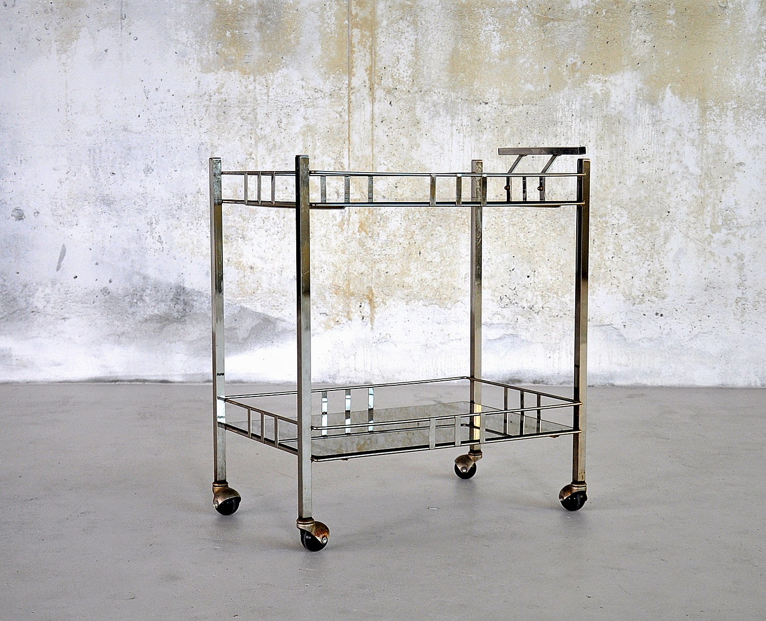 SELECT MODERN Mid Century Modern Chrome Rolling Bar Serving Cart