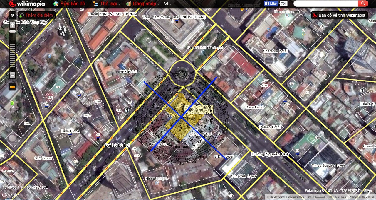 Sơ đồ vị trí Thương xá Tax từ ảnh vệ tinh Wikimapia