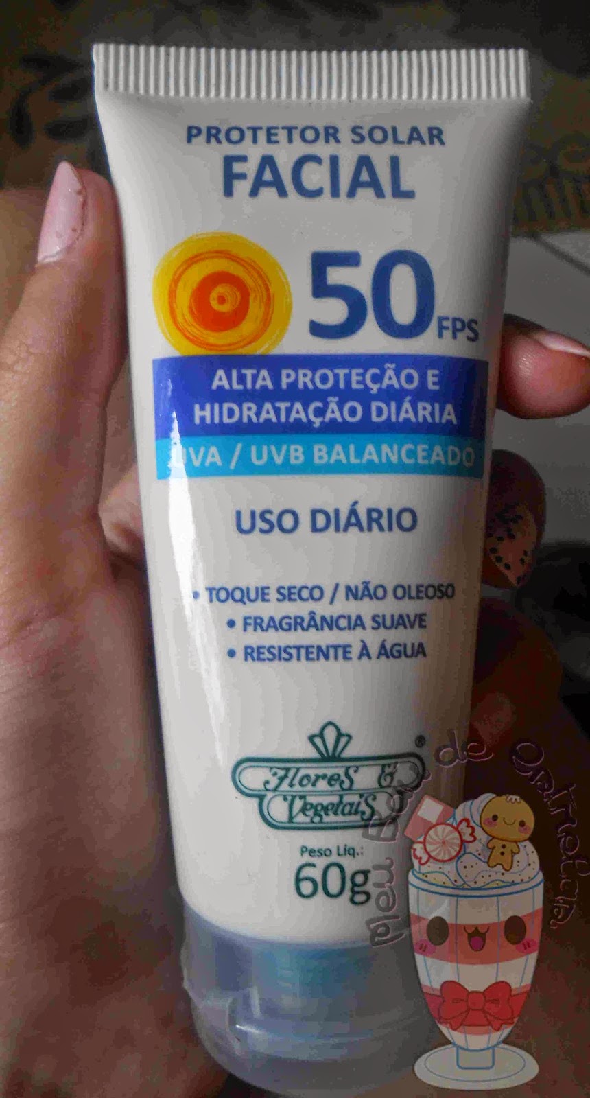 Resenha: Flores e Vegetais - Protetor Solar Facial FPS50 - Baú de estrelas