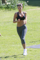 Lucy Mecklenburgh running in London Park