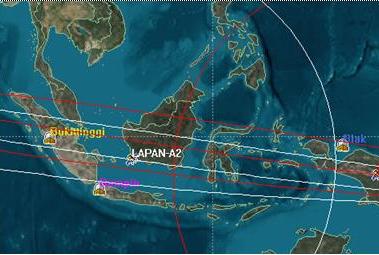 Lintasan Satelit LAPAN-A2 & lokasi stasiun bumi LAPAN 