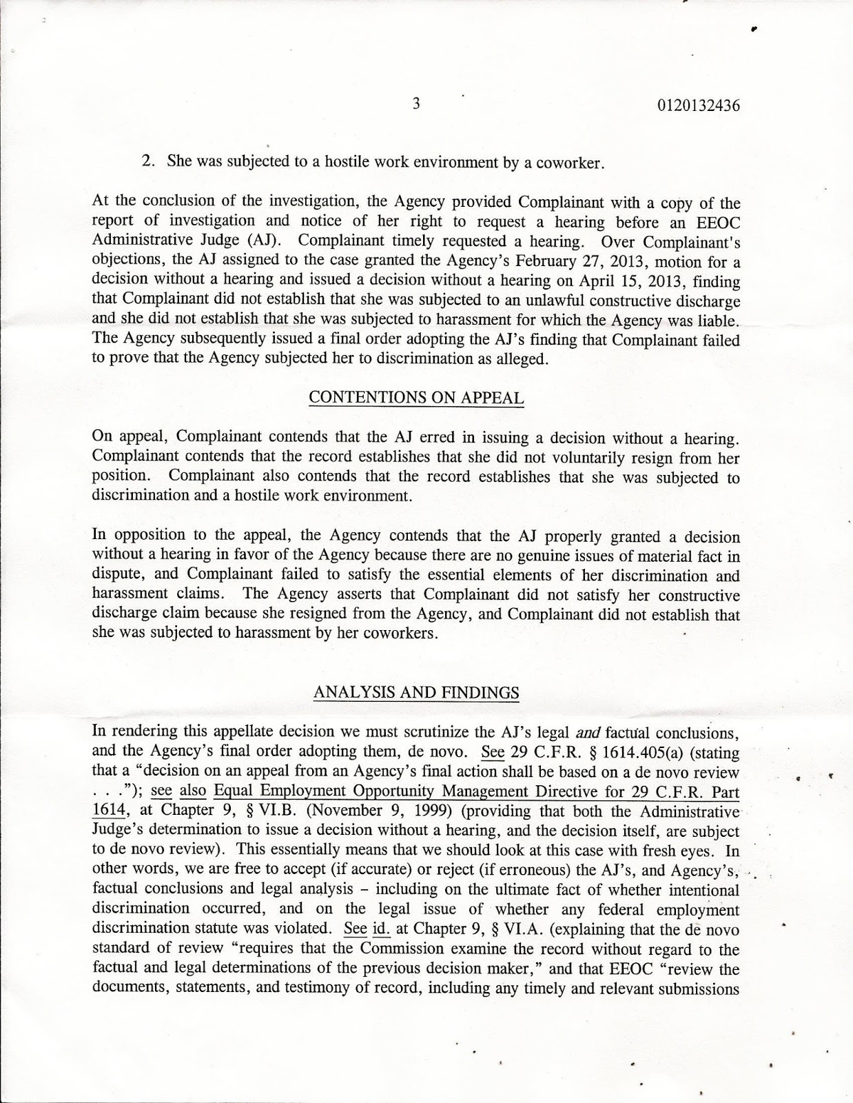 EEOC case EEOC OFO Appeal decision