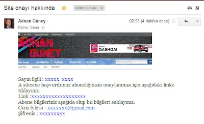 Gmail ileti örneği