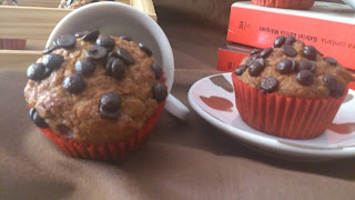 Muffins Integrales De Calabaza Y Canela Con Nueces Y Gotas De Chocolate
