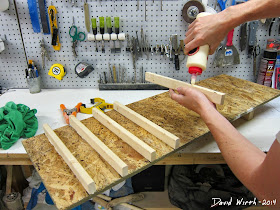 glue slats, 1x2 pine, how to clamp, cart