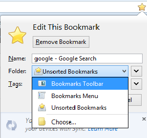 bookmark toolbar folder
