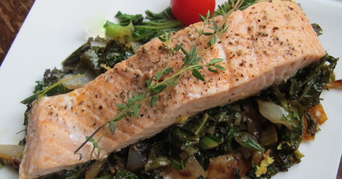 MORE TIME AT THE TABLE Salmon on Kale with Lemon and ThymeOnePan Dinner