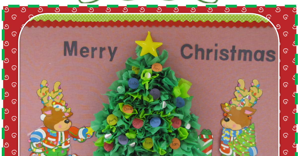 Teaching Times 2 Christmas Tree Tissue Paper Bulletin Board