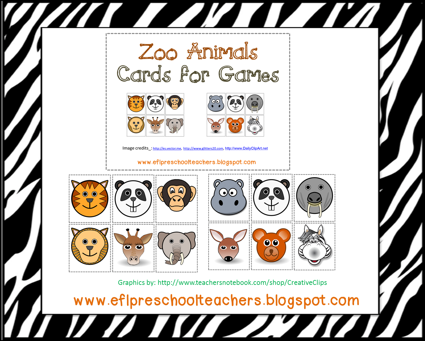 ESL/EFL Preschool Teachers Zoo or Jungle Theme