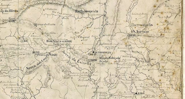 Pormenor da Carta Cartográfica do Rio de Janeiro em 1858 1861, Centro em Petrópolis.