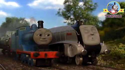 Thomas tank Spencer train happily snoozing and dreaming Edward the great railway blue train engine