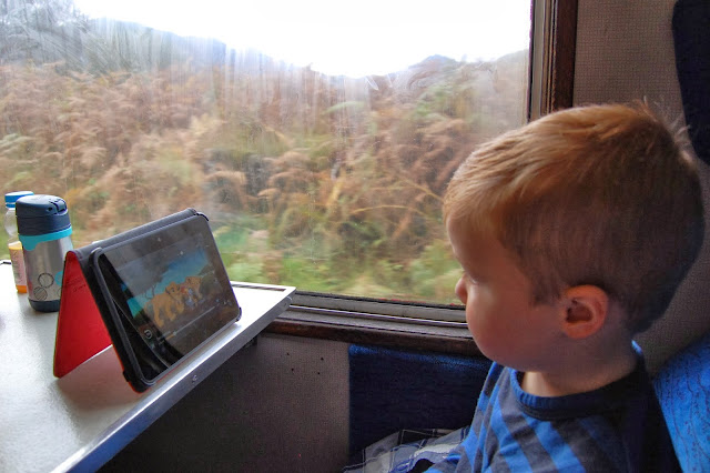 Watching a movie on a Kindle on the Jacobite Steam Train