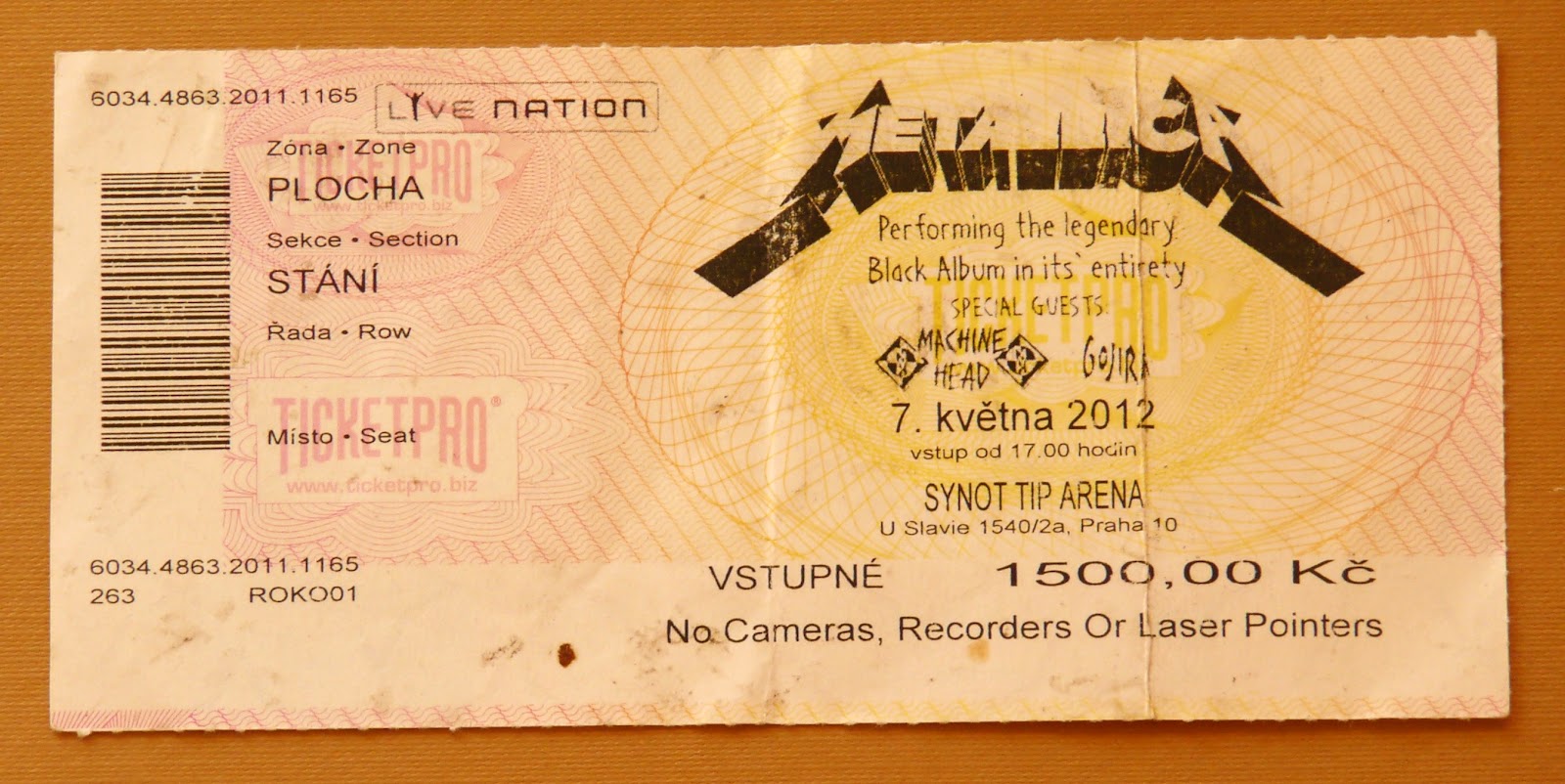 Metallica Tickets Collection One concert different tickets