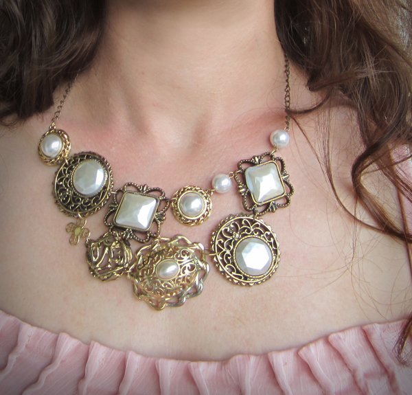 Shades Of Tangerine Heirloom Statement Necklace (DIY)