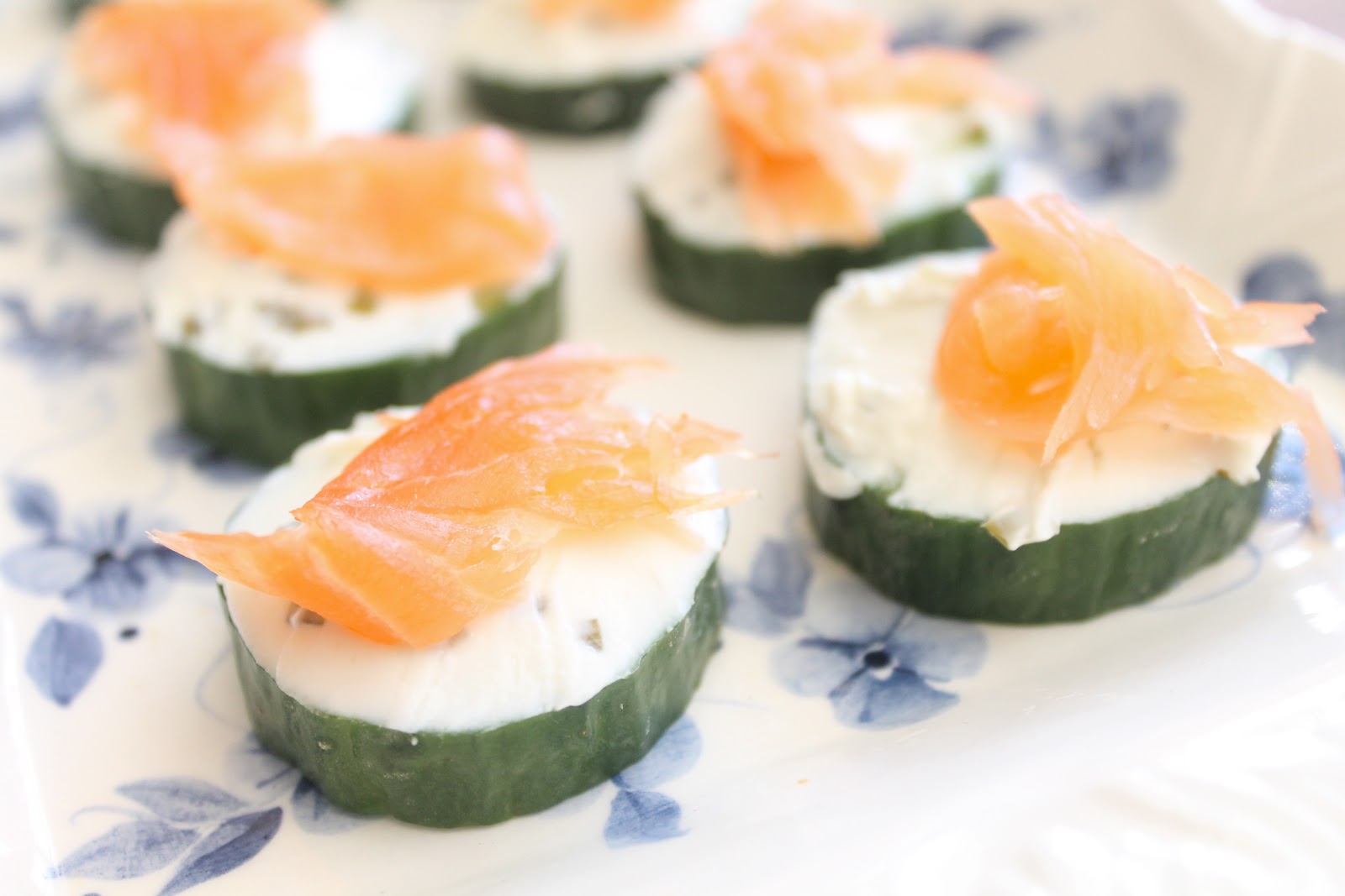 Easy Canapes Salmon, Cucumber and Cream Cheese