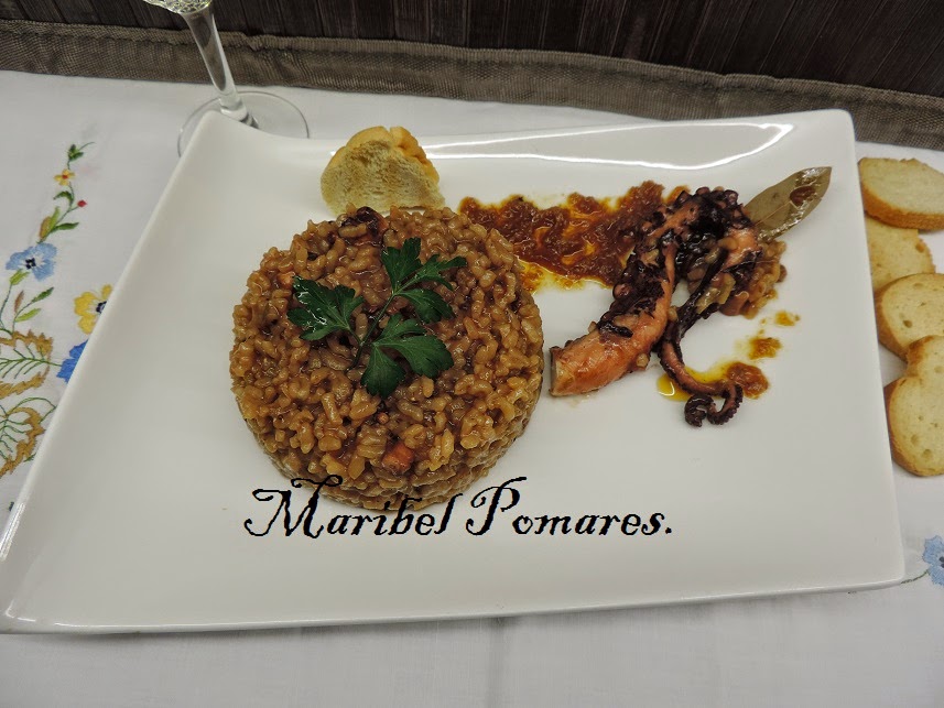 Arroz Con Pulpo En Olla Programable.
