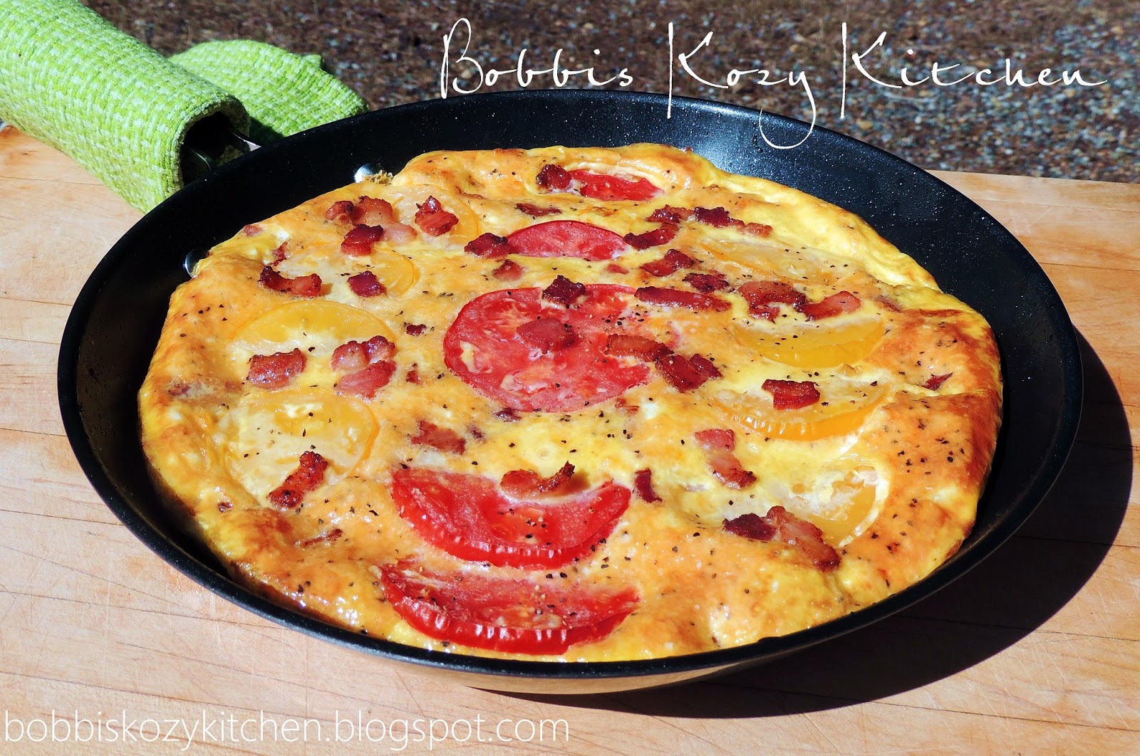 Garden Fresh Tomato and Bacon Frittata {Using Tfal's Nonstick Skillet