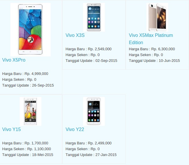 Daftar Harga Hp VIVO Februari 2016 Daftar Harga Hp VIVO Februari 2016