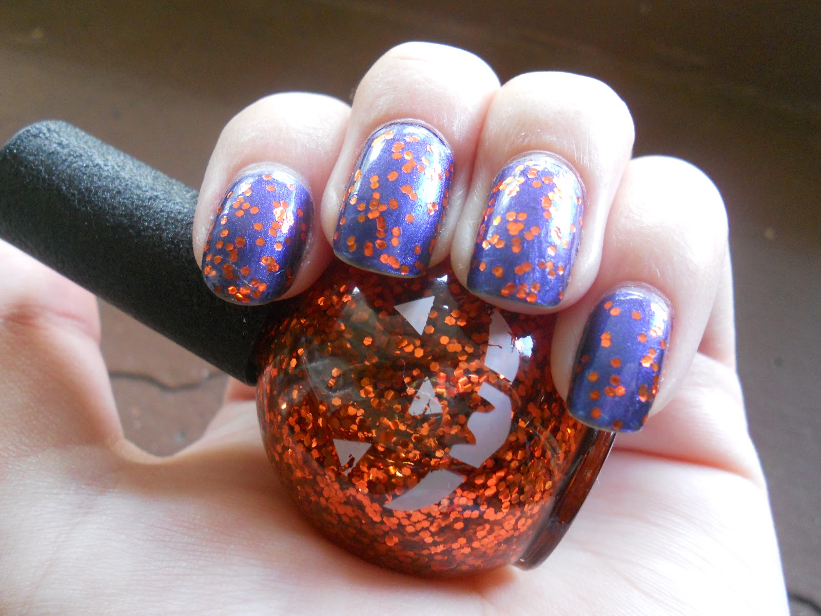 Orange OPI Nail Polish with Glitter Design - wide 7