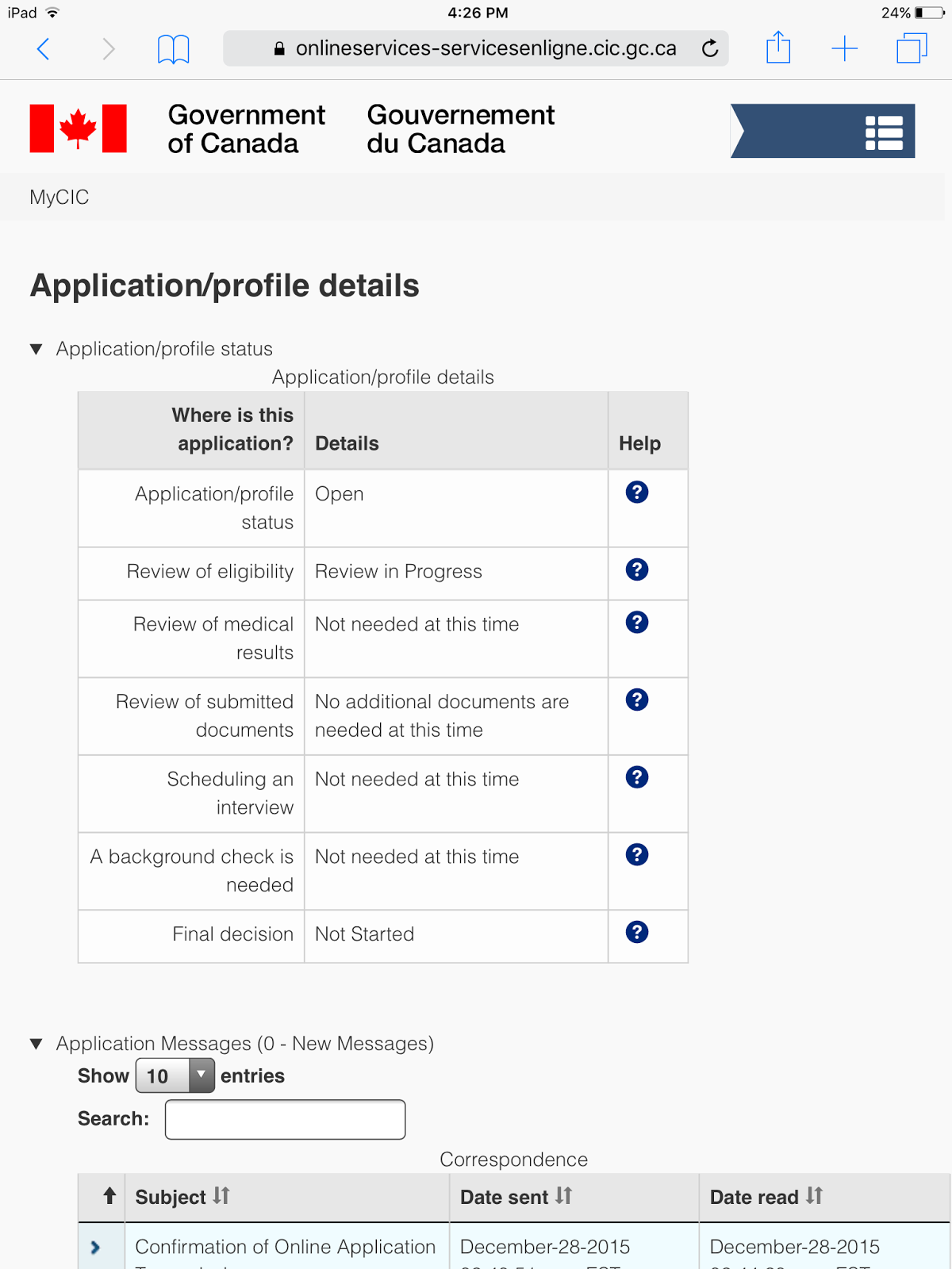 Our Canada Dream Diary CIC AOR