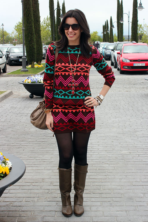 Meia Calça Vestido De Tricot Com Bota Vestido De Tricot Midi