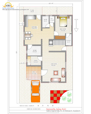 Duplex House Plan and Elevation Ground Floor Plan - 215 Sq M (2310 Sq. Ft.) - January 2012