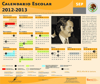 CALENDARIO ESCOLAR 2012 - 2013  DE LA SEP