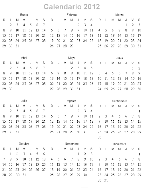 COLOREA TUS DIBUJOS: Calendario 2012 para colorear COLOREA TUS DIBUJOS: Calendario 2012 para colorear