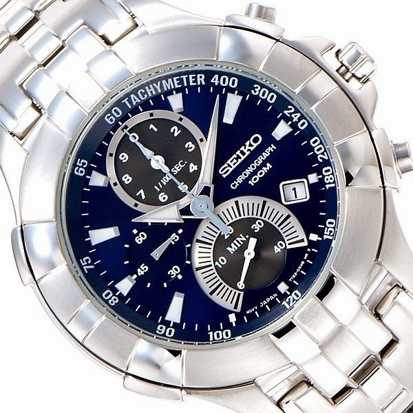SEIKO メンズ海外モデル クロノグラフ腕時計 ブルーカラー SPC011