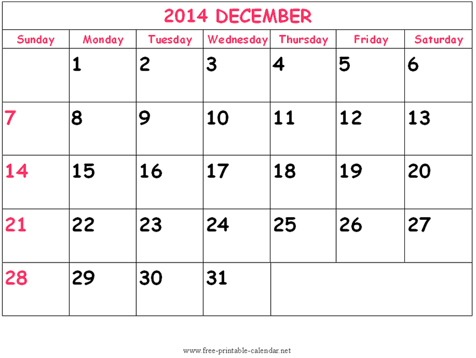 Image Gallery dec 2014 calendar