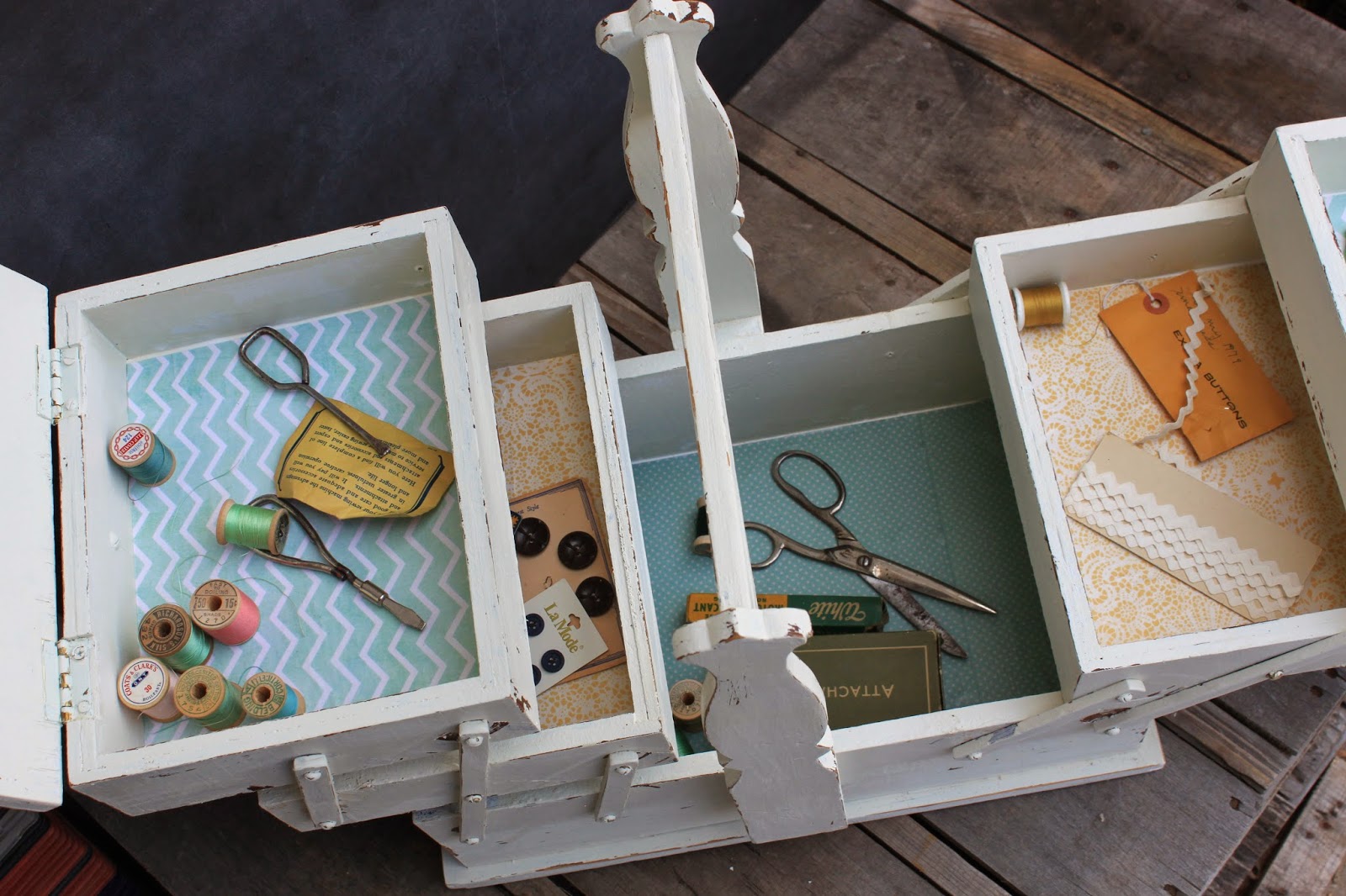 Namely Original Painted Vintage Sewing Box