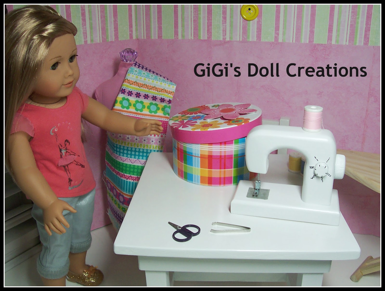 GiGi's Doll and Craft Creations 18 inch doll Sewing Machine, Iron