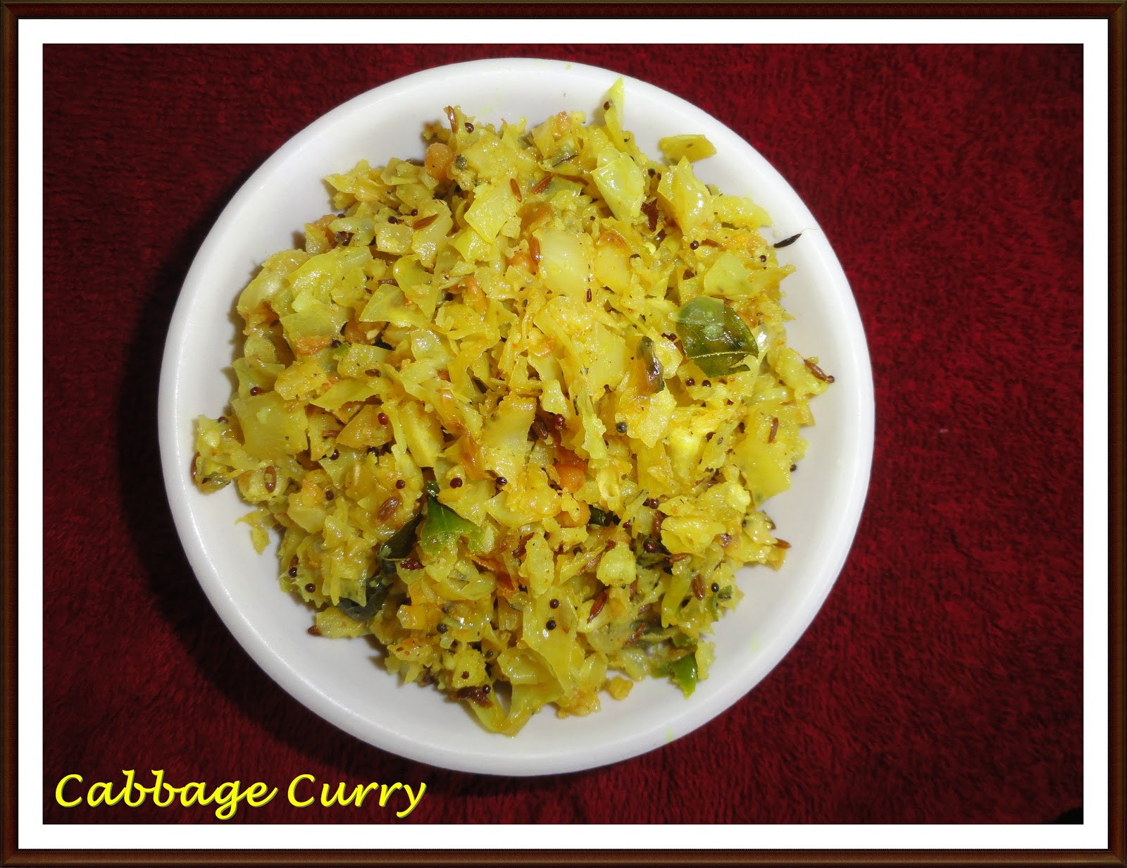 Prathu's Food Cabbage Curry