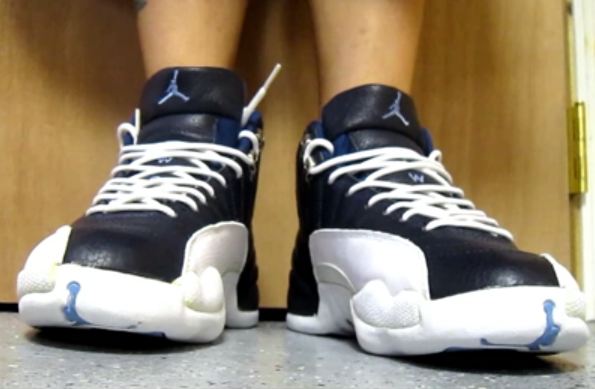 jordan 12 obsidian on feet