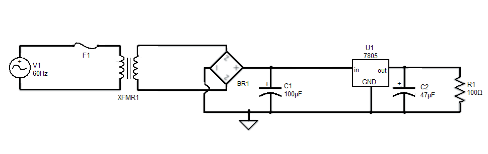 7805 κυκλωμα πτωση τασης