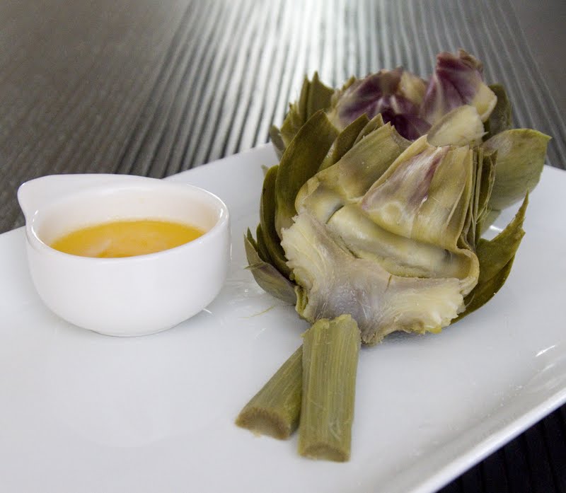 Food Makes Me Happy Boiled Artichoke with Sea Salt and Clarified Butter